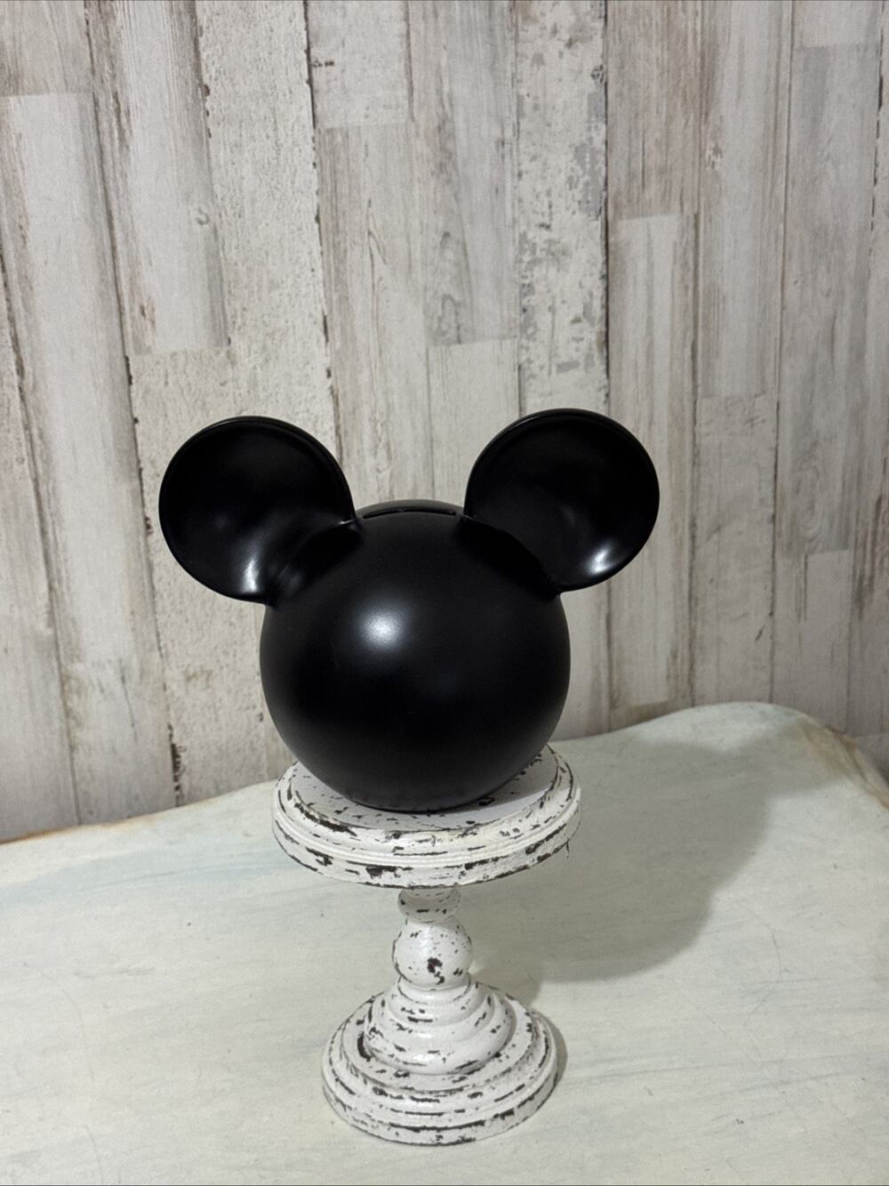 Disney Mickey Ears Icon Solid Black Resin Bank